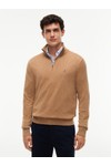 Tommy Hilfiger Mens Beige Pima Cashmere 1/2 Zip Jumper