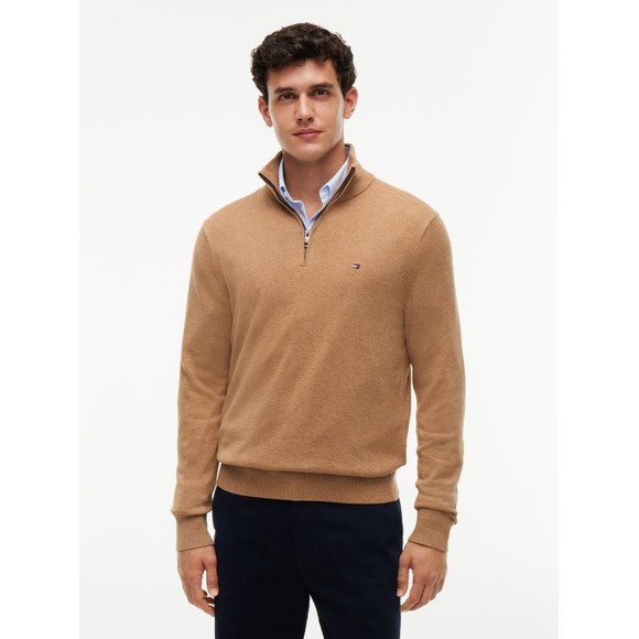 Tommy Hilfiger Mens Beige Pima Cashmere 1/2 Zip Jumper main image
