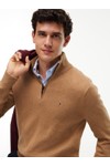 Tommy Hilfiger Mens Beige Pima Cashmere 1/2 Zip Jumper