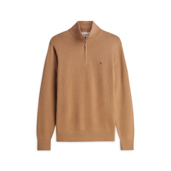 Tommy Hilfiger Mens Beige Pima Cashmere 1/2 Zip Jumper main image