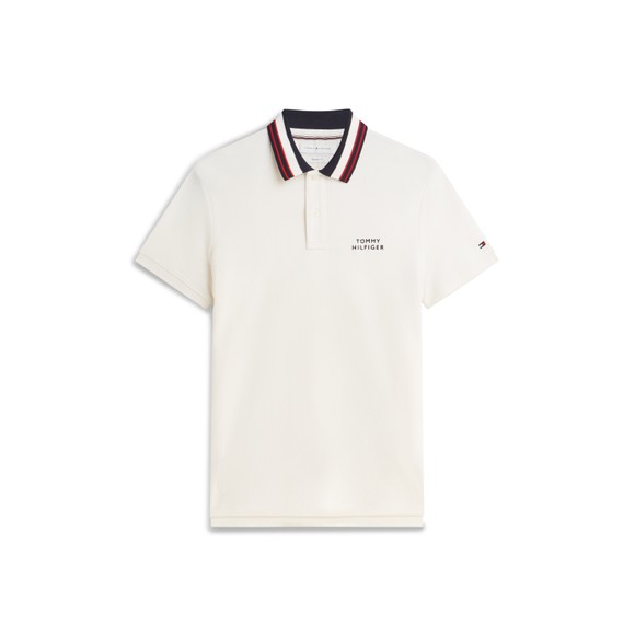 Tommy Hilfiger Mens Off-White Left Chest Graphic Polo main image