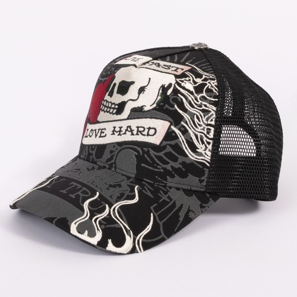 Ed Hardy Mens Black Live Fast Love Hard Trucker Cap main image