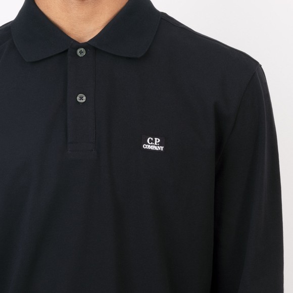C.P. Company Mens Blue Long Sleeve Stretch Pique Polo Shirt #3