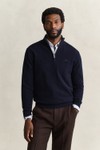 Gant Mens Blue Herringbone Texture Quarter Zip Jumper