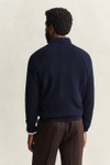 Gant Mens Blue Herringbone Texture Quarter Zip Jumper