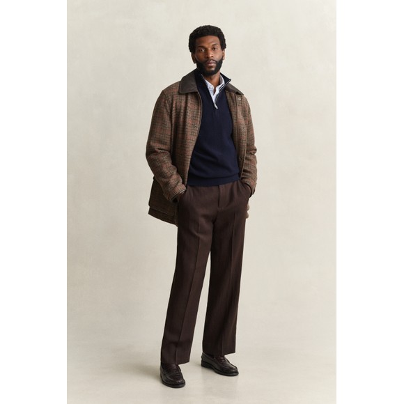 Gant Mens Blue Herringbone Texture Quarter Zip Jumper main image