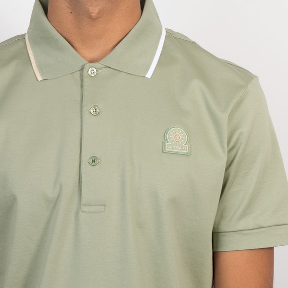 Sandbanks Mens Green Tri-Colour Tipped Polo Shirt #3