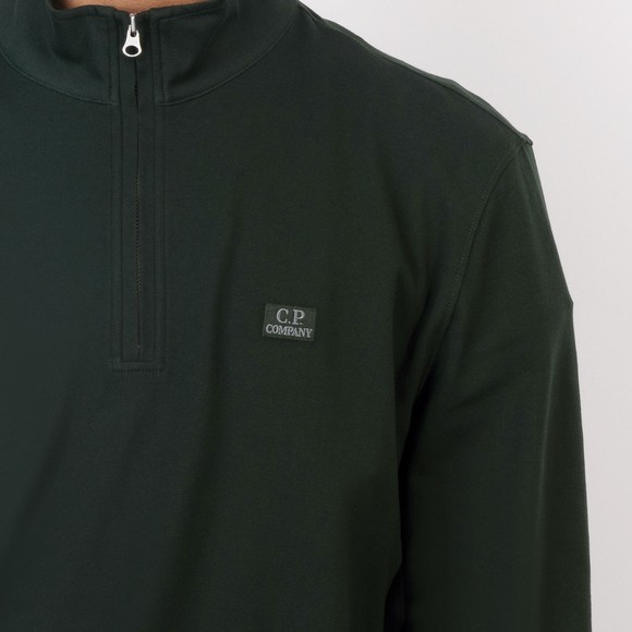 C.P. Company Mens Green Stretch Pique Half Zip Sweatshirt #3
