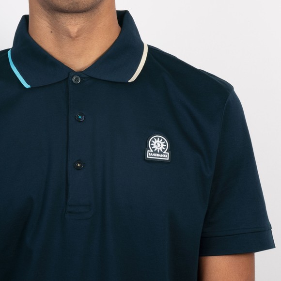 Sandbanks Mens Blue Tri-Colour Tipped Polo Shirt #3