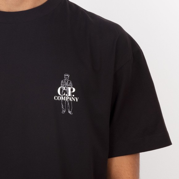 C.P. Company Mens Black Jersey Logo T Shirt #3