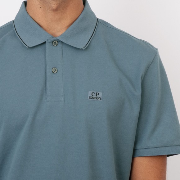 C.P. Company Mens Blue Stretch Pique Tipped Polo Shirt #3