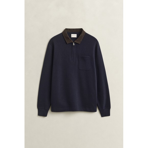 Gant Mens Blue Cord Collar Half Zip Rugger main image