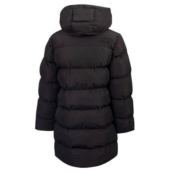 Superdry Womens Black Hooded Sports Mid Puffer Jacket main image