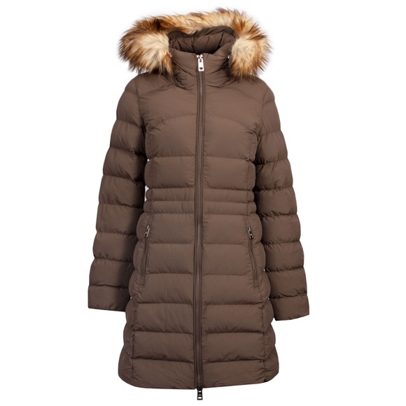 Superdry Womens Brown Hood Faux Fur Fuji Mid Length Jacket main image