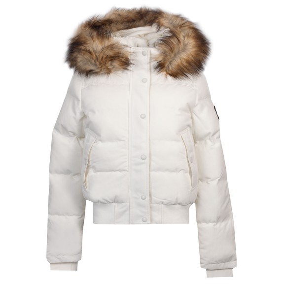 Superdry Womens Off-White Everest Hooded Bomber Jacket main image