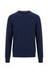 Fynch Hatton Mens Blue Merino Cashmere Crewneck Jumper