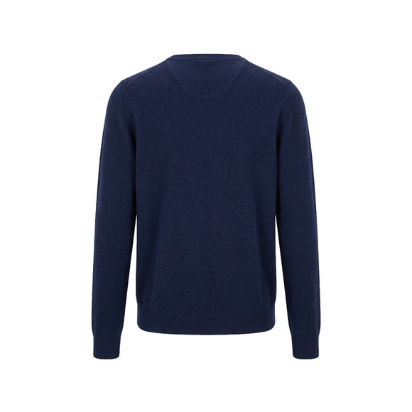 Fynch Hatton Mens Blue Merino Cashmere Crewneck Jumper main image