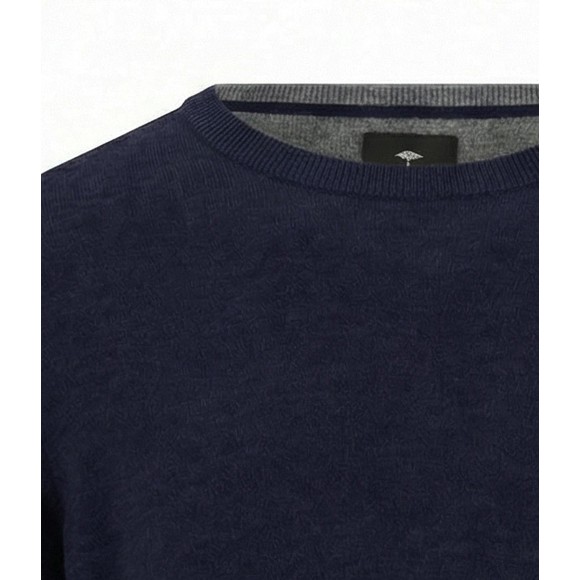 Fynch Hatton Mens Blue Merino Cashmere Crewneck Jumper main image