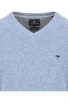 Fynch Hatton Mens Blue Merino Cashmere Knitted V-Neck Jumper
