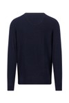Fynch Hatton Mens Blue Merino Cashmere Knitted V-Neck Jumper