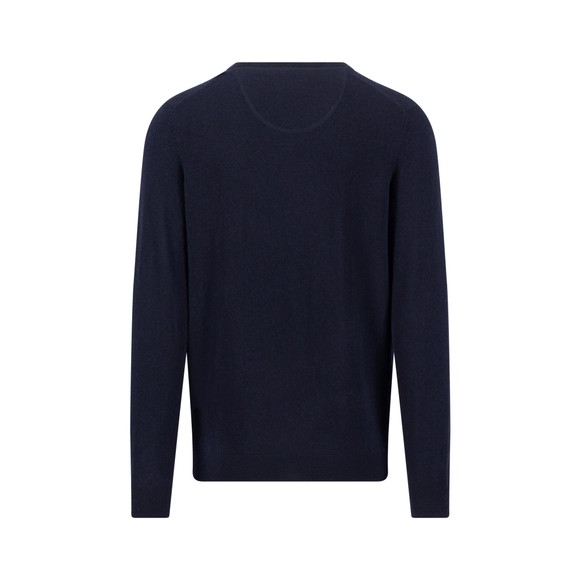 Fynch Hatton Mens Blue Merino Cashmere Knitted V-Neck Jumper main image