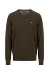 Fynch Hatton Mens Brown Merino Cashmere Knitted V-Neck Jumper