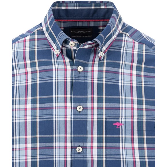 Fynch Hatton Mens Blue Dark Multi Check Shirt main image