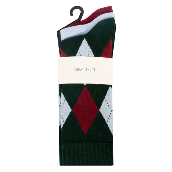 Gant Mens Green Argyle Socks 3 Pack