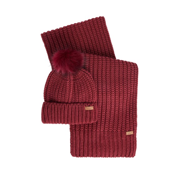 Barbour Lifestyle Womens Red Saltburn Beanie & Scarf Set #4