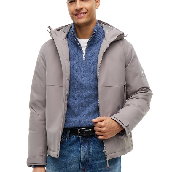 Tommy Hilfiger Mens Grey Tech Hooded Padded Jacket main image