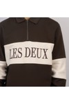 Les Deux Mens Beige Zipper Rugby Sweatshirt