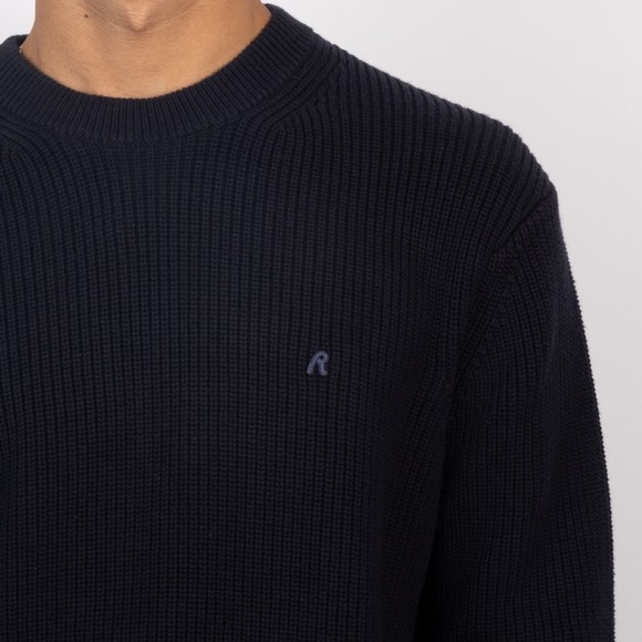 Replay Mens Blue Ribbed Cotton Jumper main image