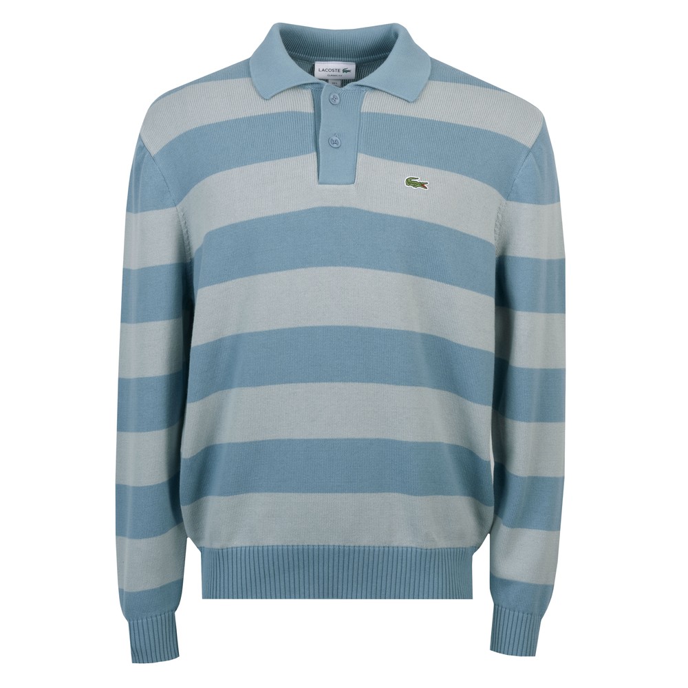 Long Sleeve Stripe Knitted Polo