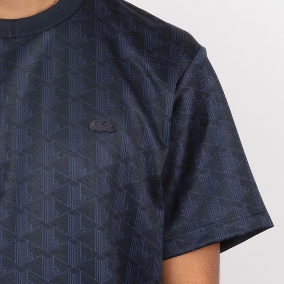 Lacoste Mens Blue Tonal Monogram Jacquard T-Shirt #3