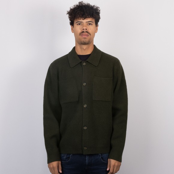 Les Deux Mens Green Milano Knit Overshirt main image