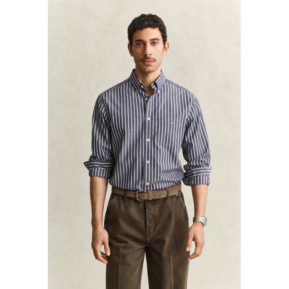Gant Mens Blue Poplin Stripe Shirt