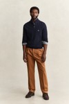 Gant Mens Blue Lambswool Cable Half Button Jumper