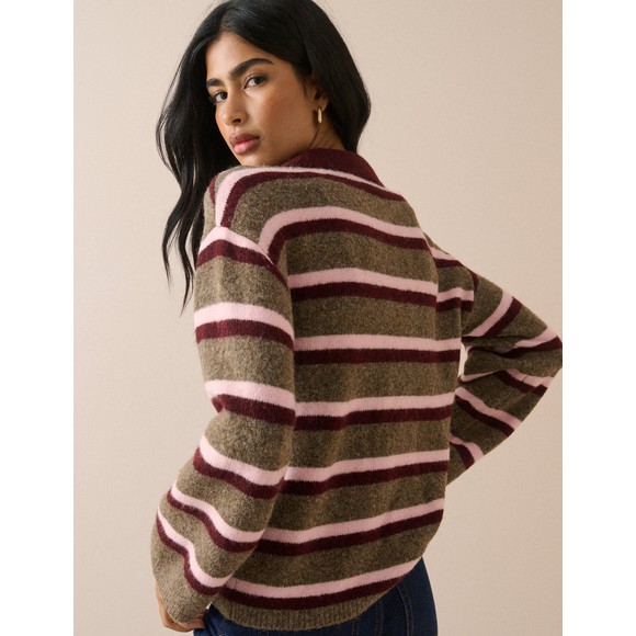 Nobody's Child Womens Multi Open Collar Knitted L/S Polo #4