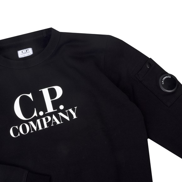 C.P. Company Undersixteen Boys Black Chest Logo Crew Neck Sweatshirt #2