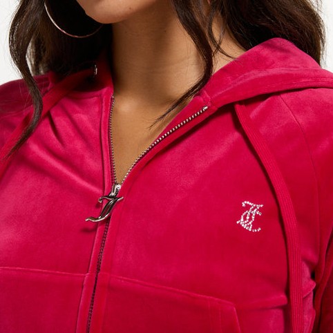 Juicy Couture Womens Red Madison Velour Zip Hoody #3