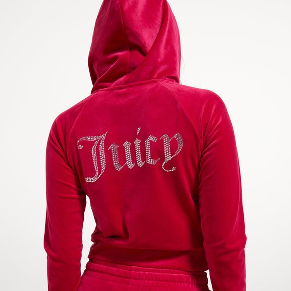 Juicy Couture Womens Red Madison Velour Zip Hoody #4