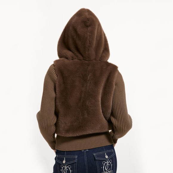 Juicy Couture Womens Brown Nala Contrast Fur Jacket #4