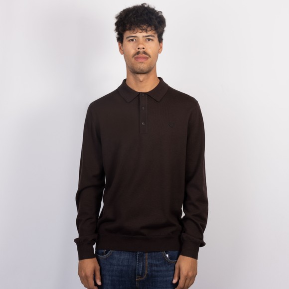 Fred Perry Mens Brown Knitted L/S Polo Shirt #3