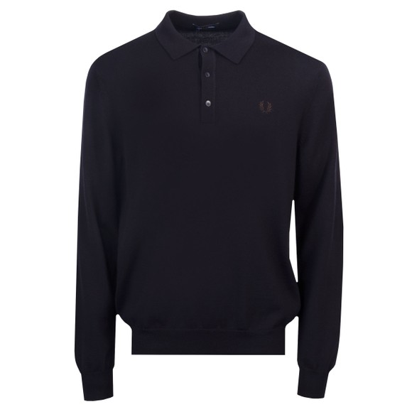 Fred Perry Mens Blue Knitted L/S Polo Shirt #1