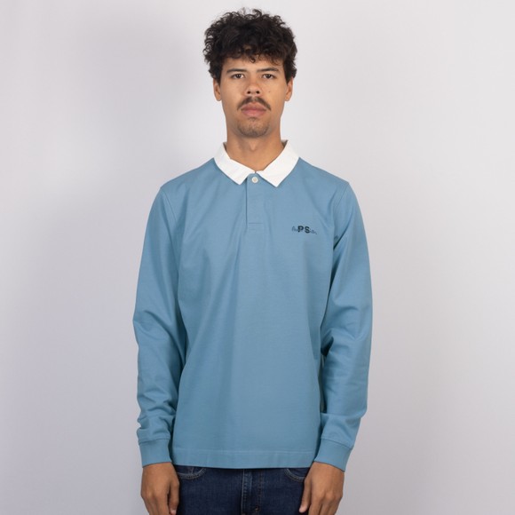 PS Paul Smith Mens Blue EMB Logo Long Sleeve Polo Shirt #3