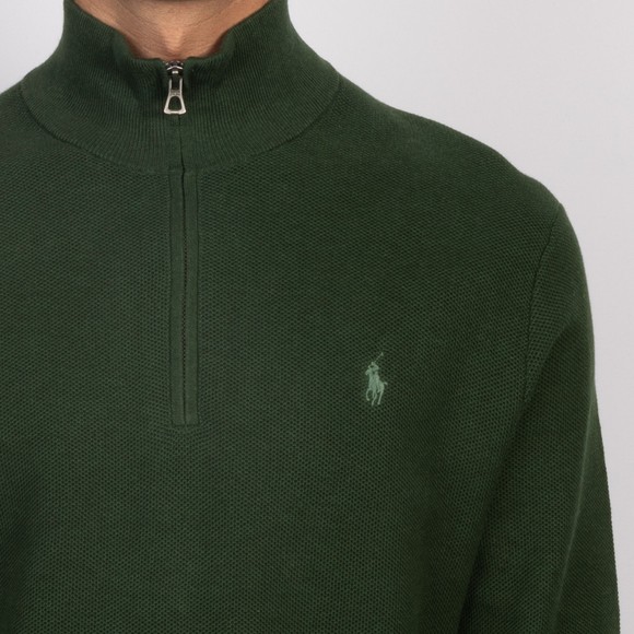 Polo Ralph Lauren Mens Green Waffle Half Zip Sweatshirt #3