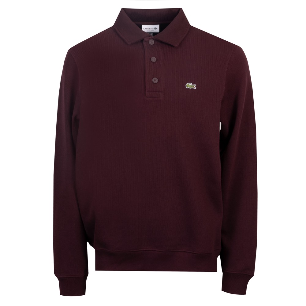 Ribbed Cotton Polo Collar Sweatshirt