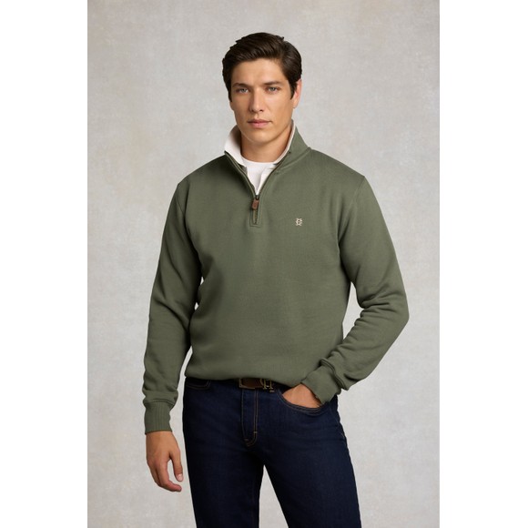 Holland Cooper Mens Green Classic Quarter Zip Sweatshirt #3