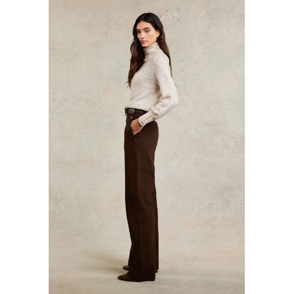 Holland Cooper Womens Brown Tailored Wide Leg Jean #3