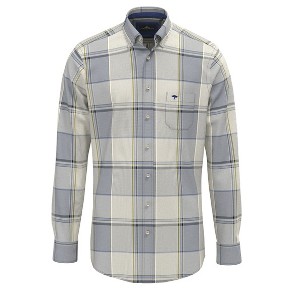 Fynch Hatton Mens Blue Mixed Check Shirt main image